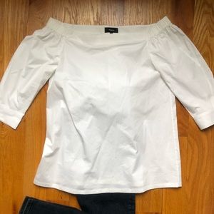 Theory Off Shoulder White Blouse